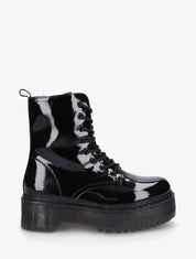 Bottines montantes vernies à lacets - Noir - 1