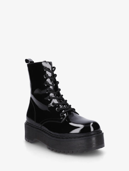 Bottines montantes vernies à lacets - Noir - 2