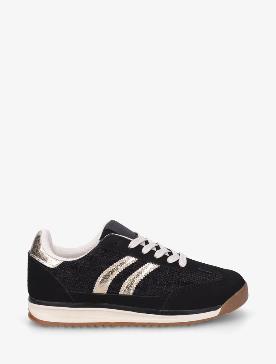 Sneakers en tissu effet tweed - Noir - 1