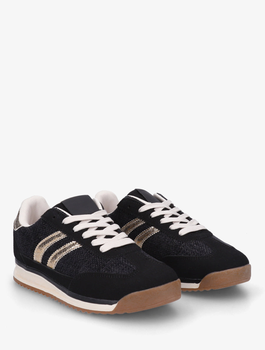 Sneakers en tissu effet tweed - Noir - 4