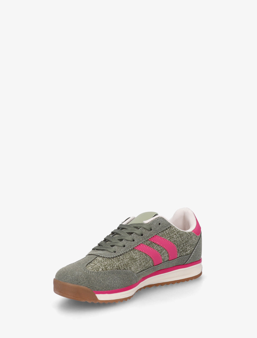 Sneakers en tissu effet tweed - Kaki - 3