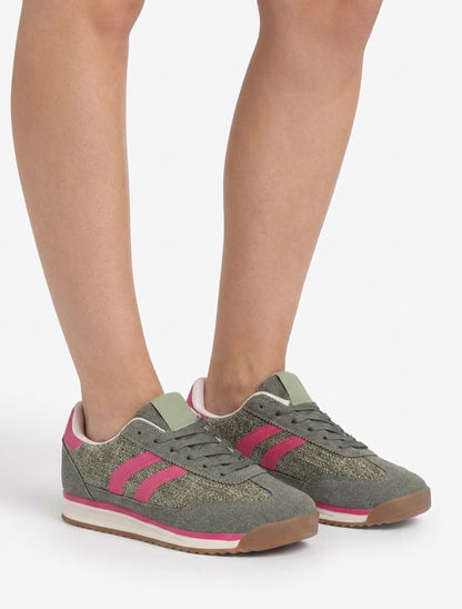 Zapatillas de tela efecto tweed - Caqui