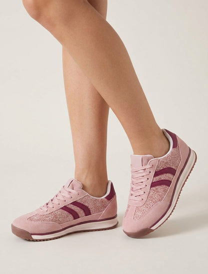 Zapatillas de tela efecto tweed - Rosa