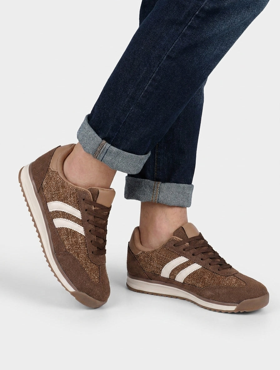 Zapatillas de tela efecto tweed - Marrón