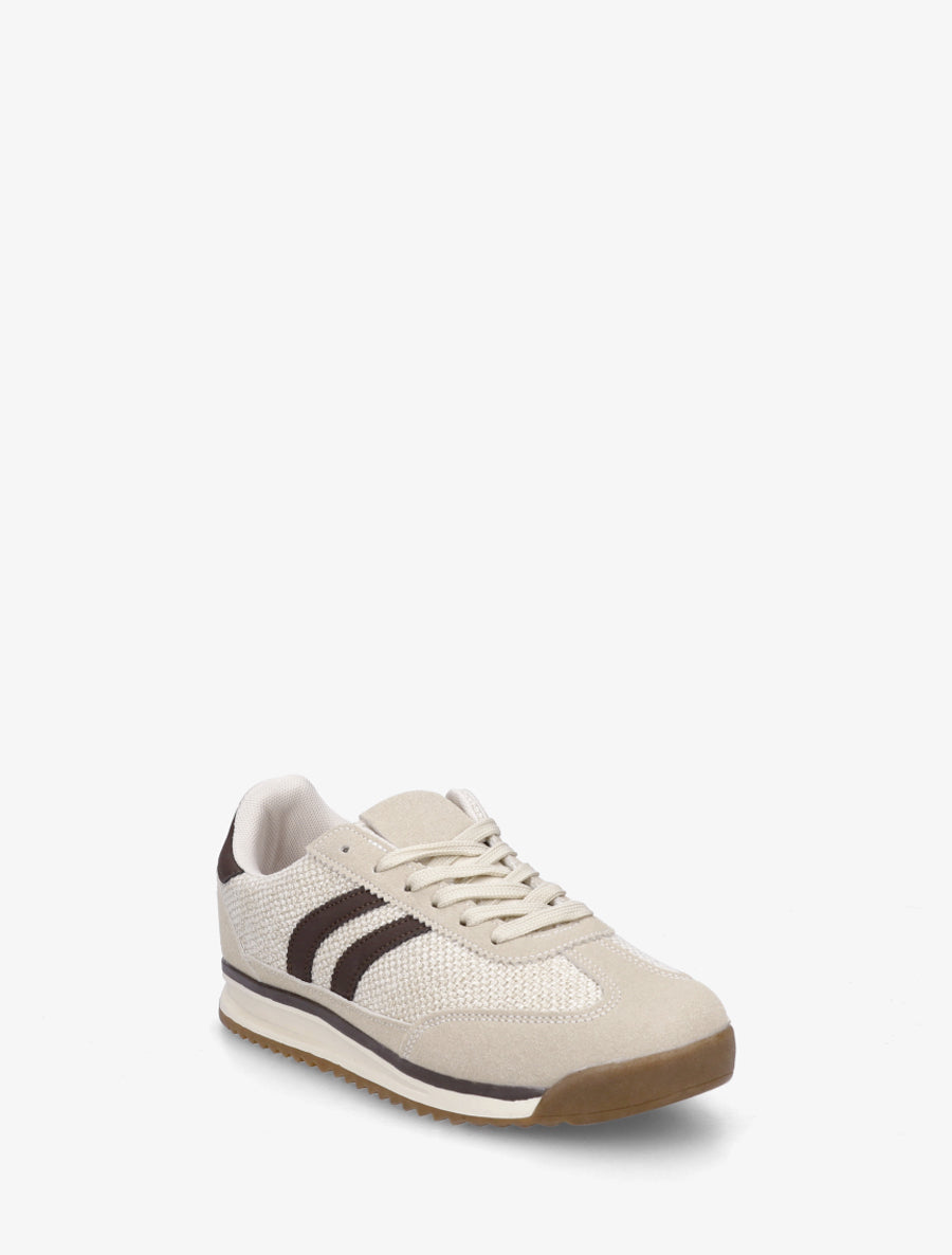 Sneakers en tissu effet tweed - Beige - 2