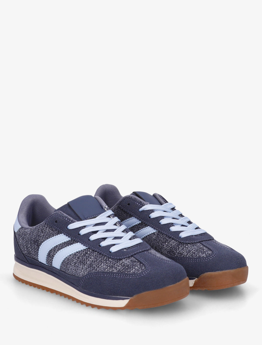 Sneakers en tissu effet tweed - Bleu - 4