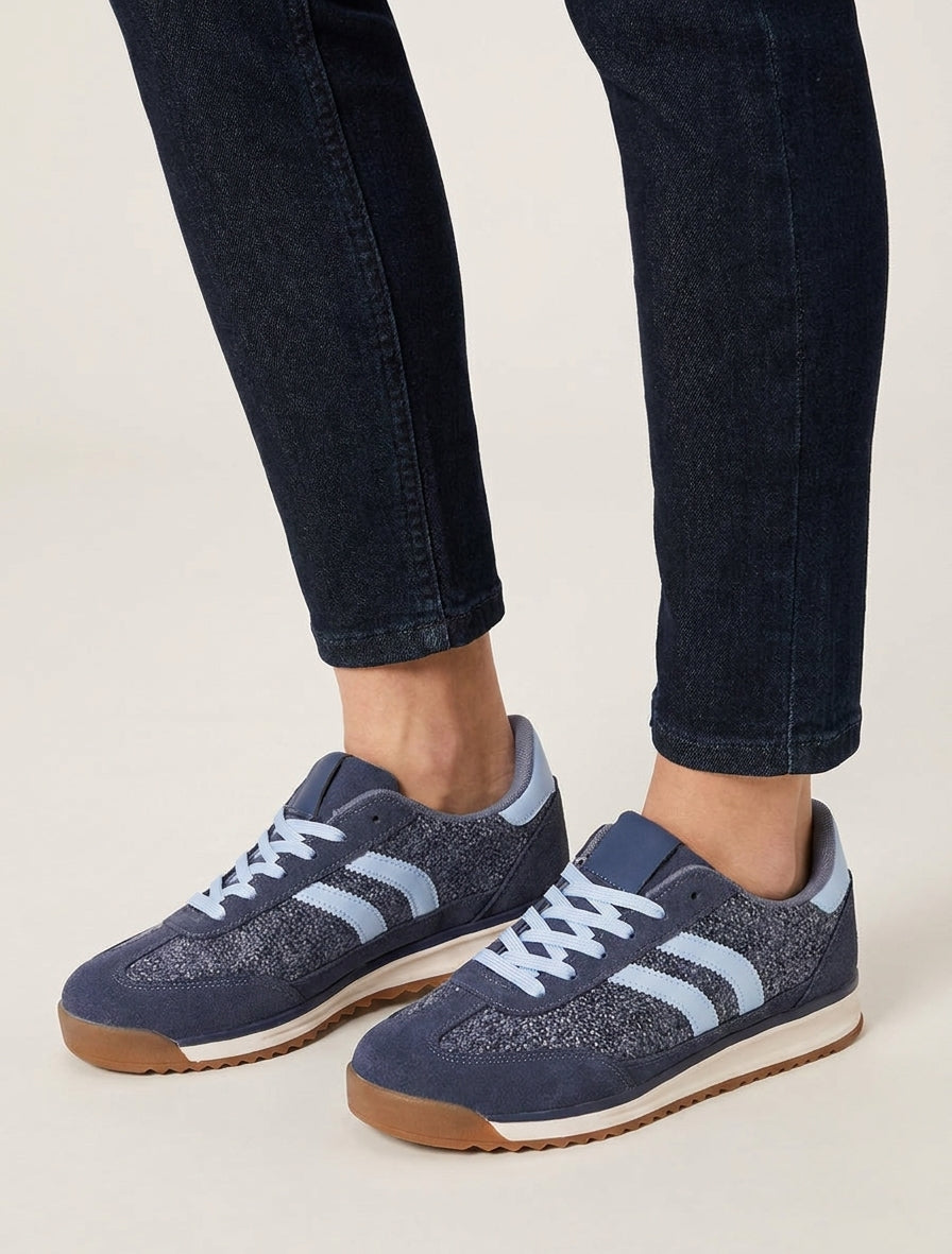 Zapatillas de tela efecto tweed - Azul
