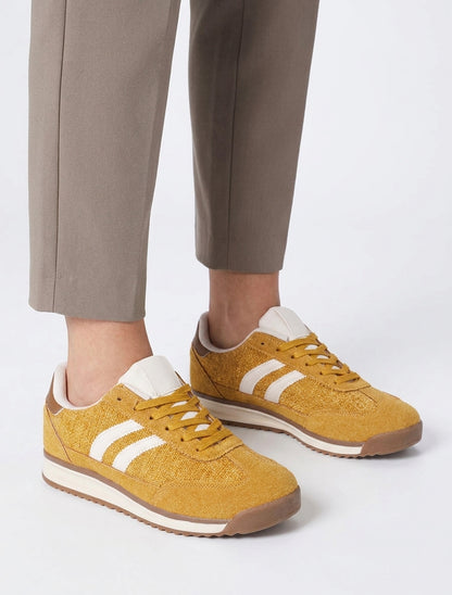 Zapatillas de tela efecto tweed - Amarillo mostaza