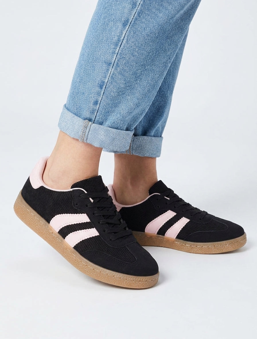 Zapatillas de tela acanalada - Negro