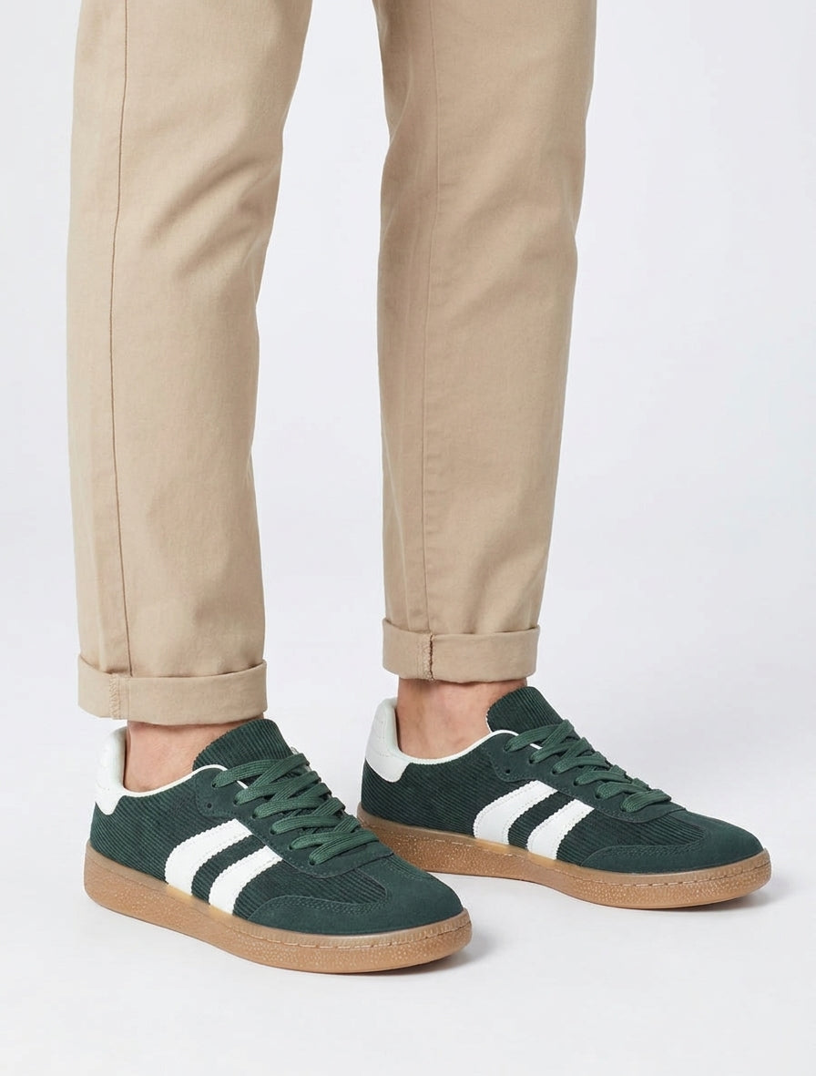 Zapatillas de tela acanalada - Verde abeto