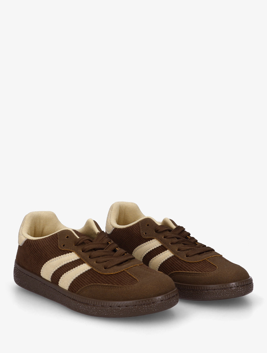 Sneakers en tissu côtelé - Marron - 4