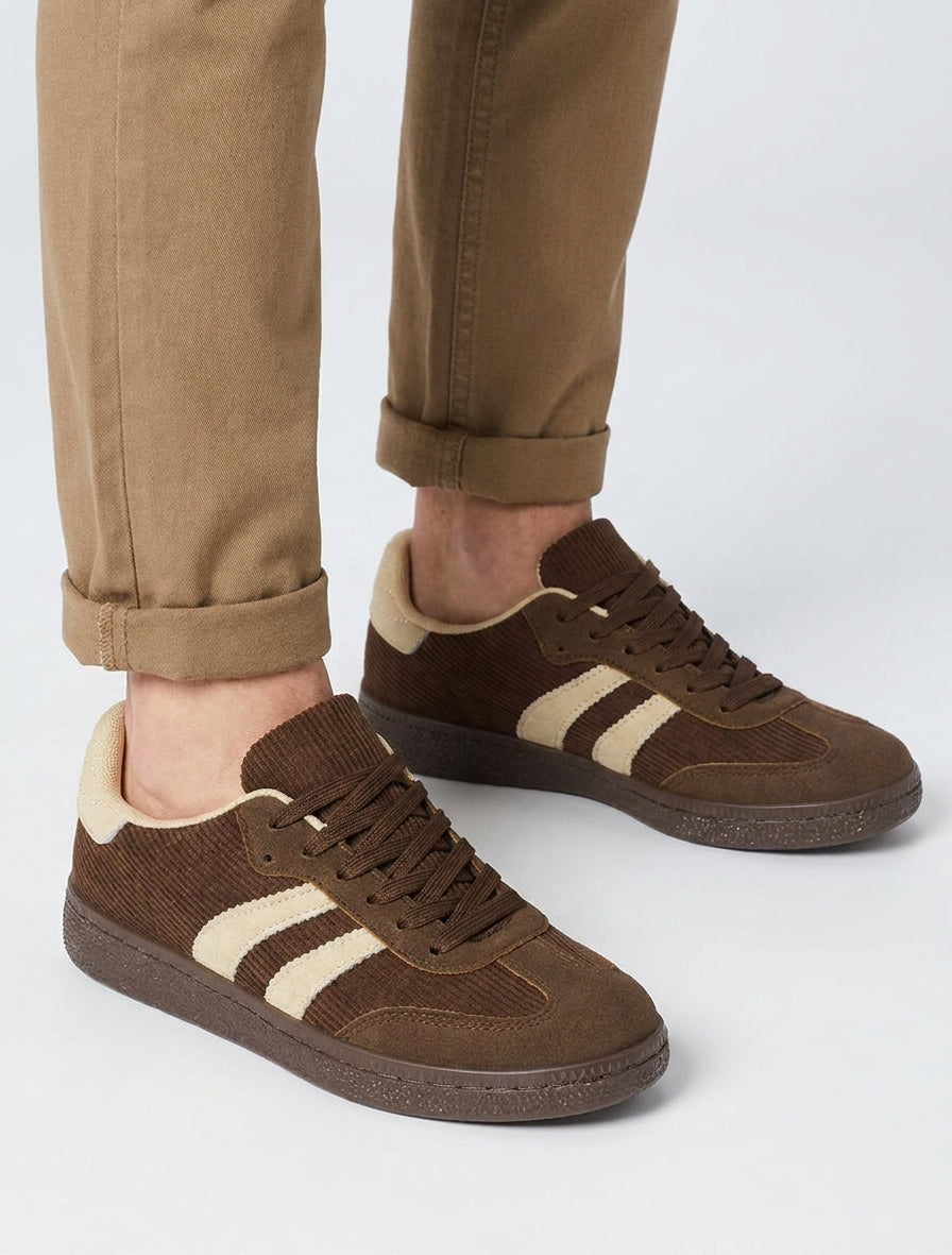 Zapatillas de tela acanalada - Marrón