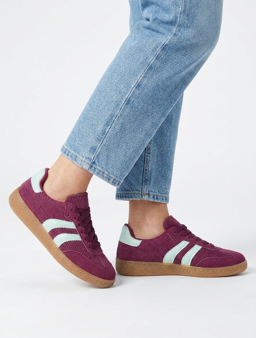Zapatillas de tela acanalada - Violeta