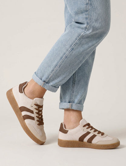 Zapatillas de tela acanalada - Beis