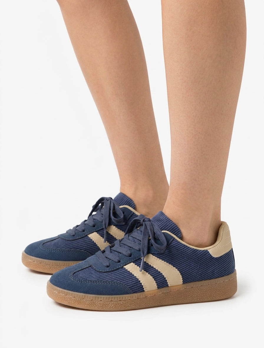 Zapatillas de tela acanalada - Azul