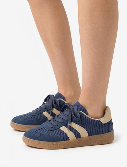 Zapatillas de tela acanalada - Azul
