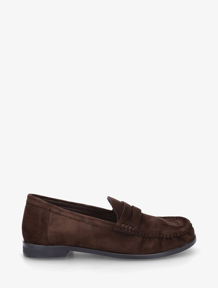 Mocassins en suédine effet froncé - Marron - 1