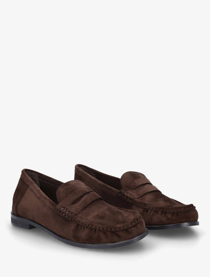 Mocassins en suédine effet froncé - Marron - 4