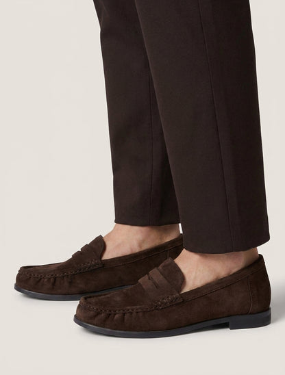 Mocasines de antelina efecto fruncido - Marrón