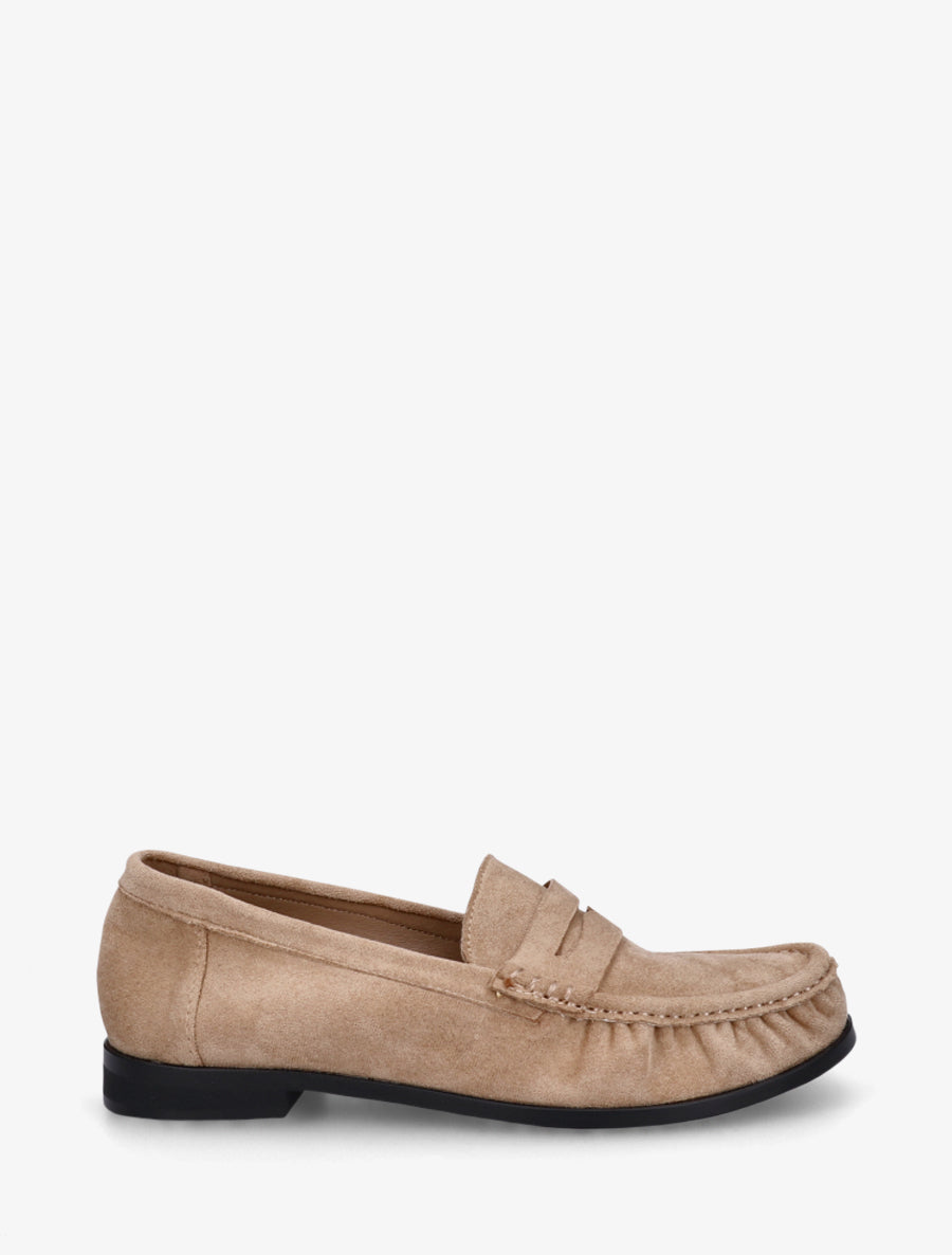 Mocassins en suédine effet froncé - Taupe - 1
