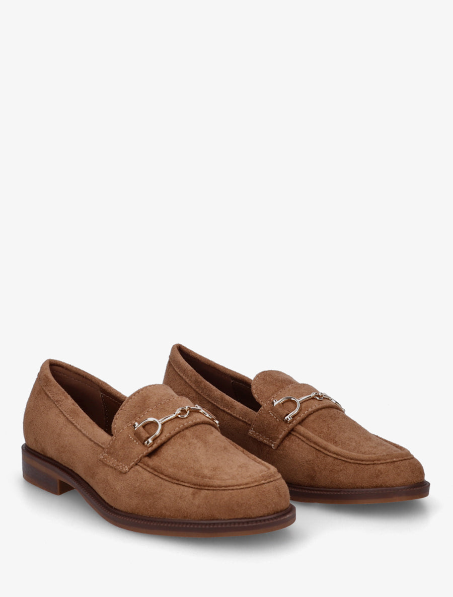 Mocassins en suédine à boucle métallique - Camel - 4