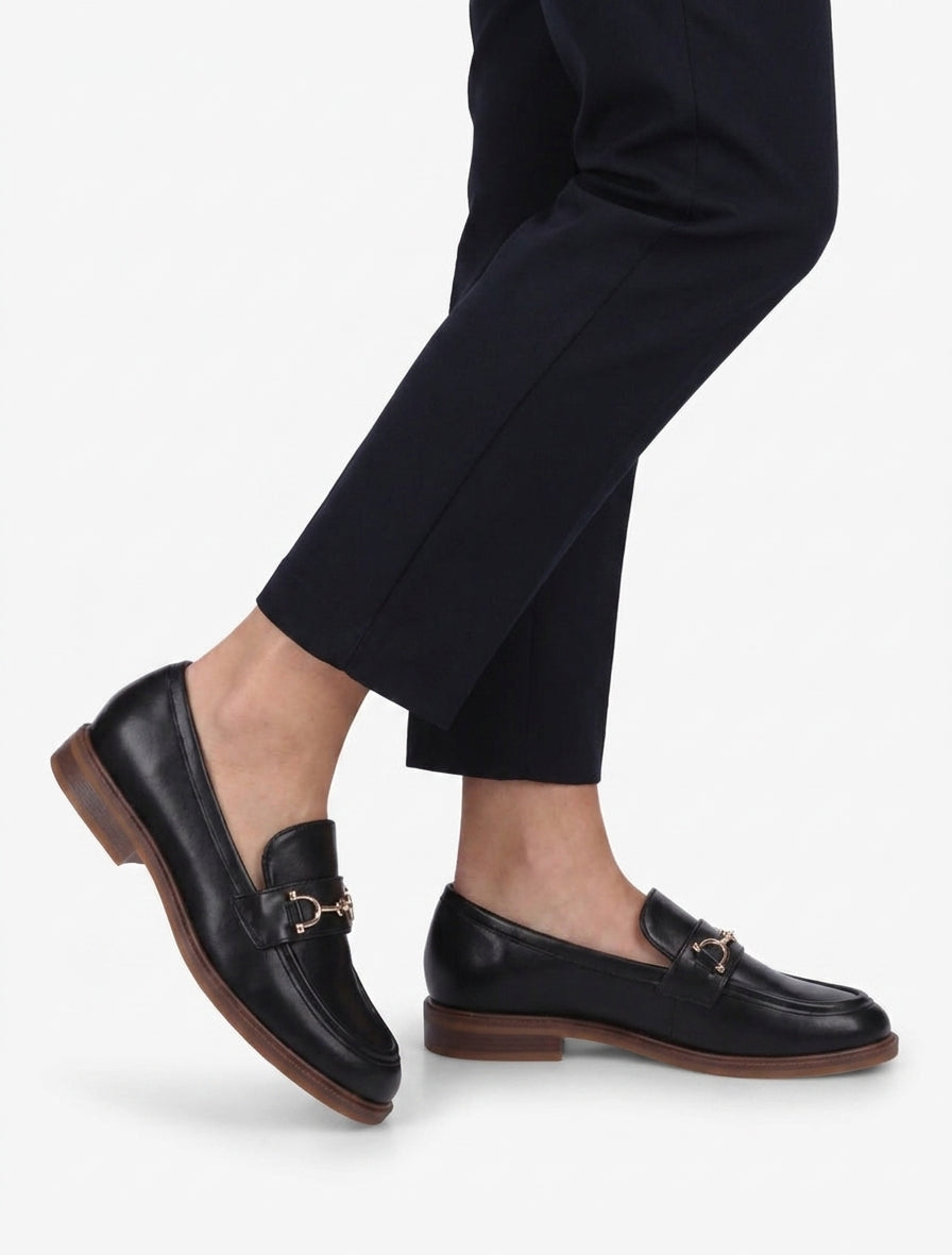 Mocasines de imitación con hebilla metálica - Negro