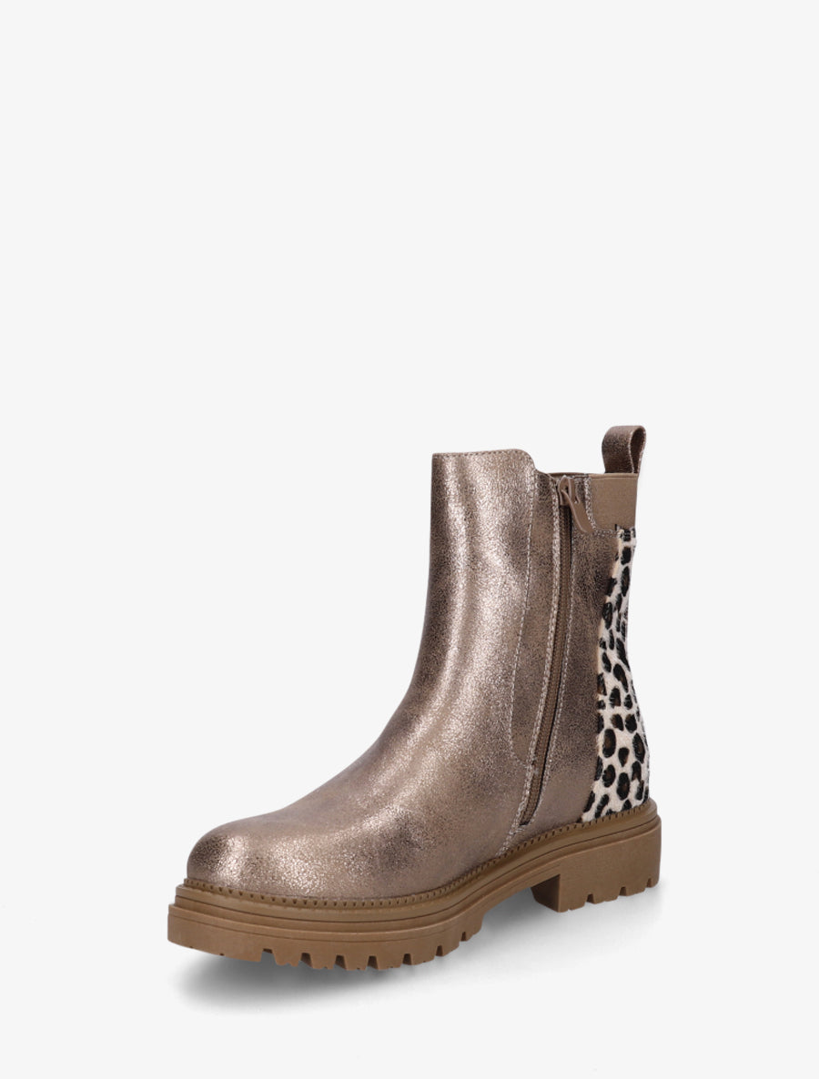 Bottines irisées à contrefort imprimé léopard - Taupe - 3