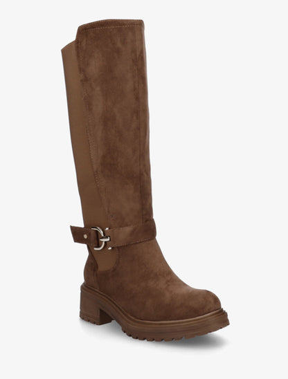 Bottes classiques élastiquées en suédine - Marron - 2