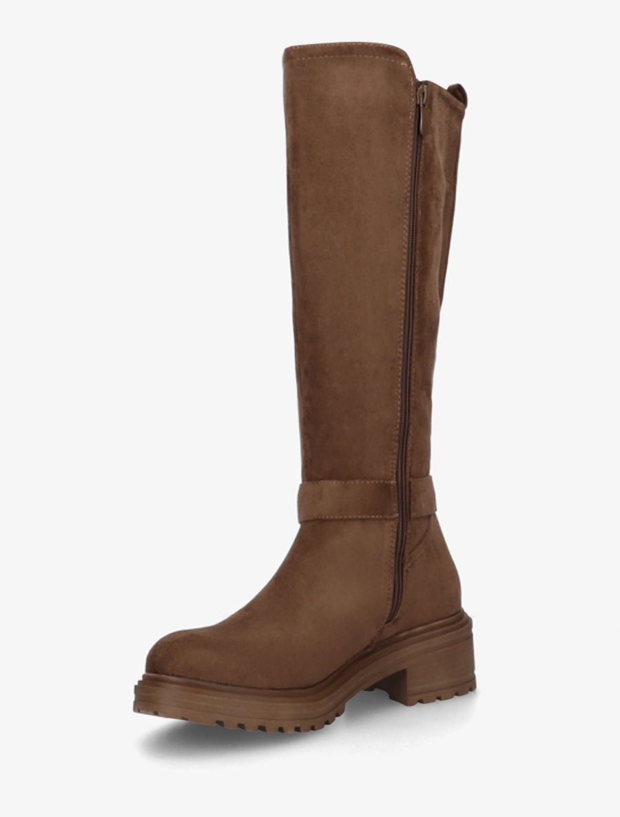 Bottes classiques élastiquées en suédine - Marron - 3