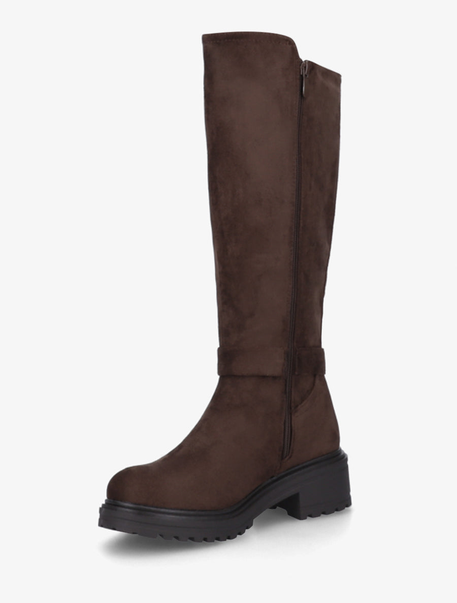 Bottes classiques élastiquées en suédine - Chocolat - 3