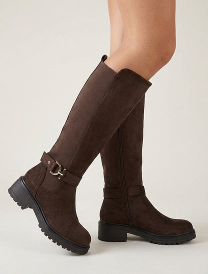 Botas clásicas elásticas de ante - Chocolate