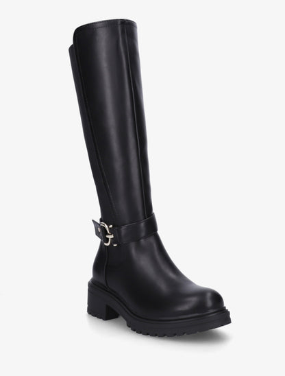 Bottes classiques élastiquées en simili - Noir - 2