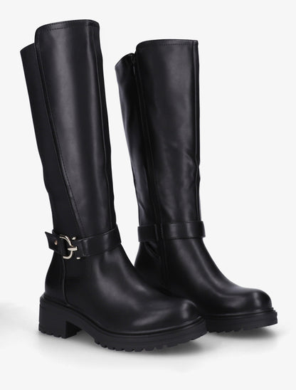 Bottes classiques élastiquées en simili - Noir - 4