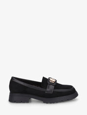 Mocassins en suédine à boucle décorative - Noir - 1