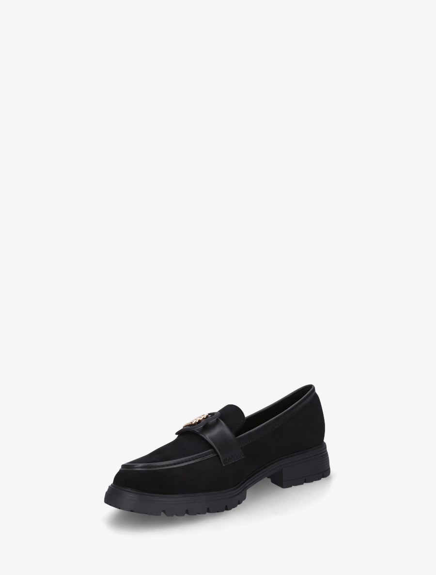 Mocassins en suédine à boucle décorative - Noir - 3