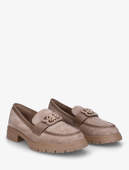 Mocassins en suédine à boucle décorative - Taupe - 4
