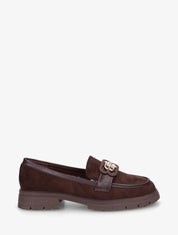 Mocassins en suédine à boucle décorative - Marron - 1