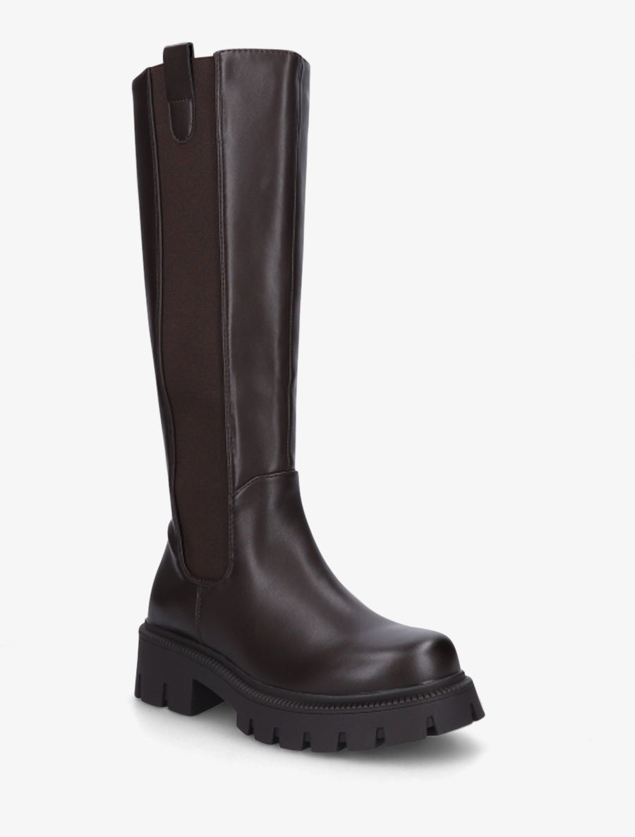 Bottes élastiquées en simili - Chocolat - 2