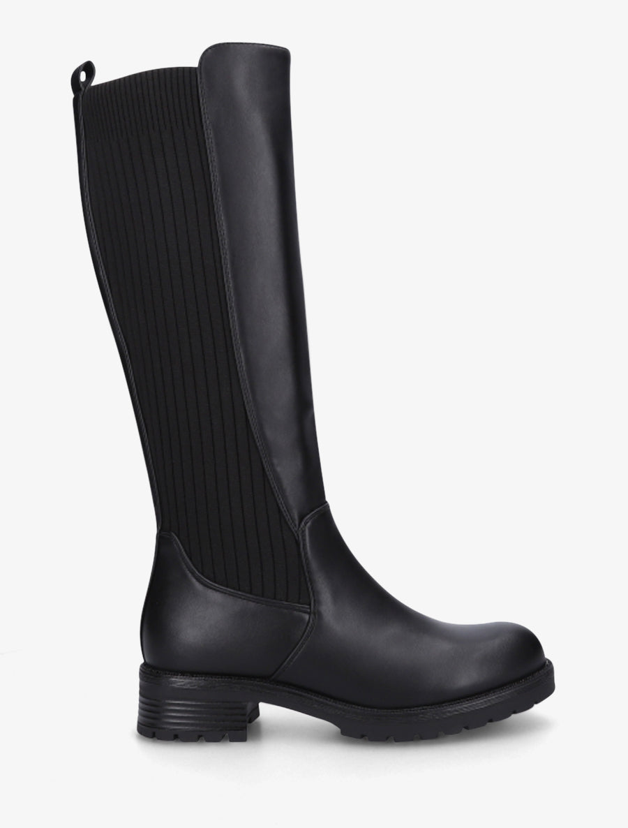 Bottes élastiquées en tissu côtelé - Noir - 1