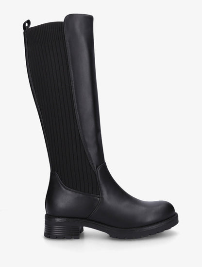 Bottes élastiquées en tissu côtelé - Noir - 1