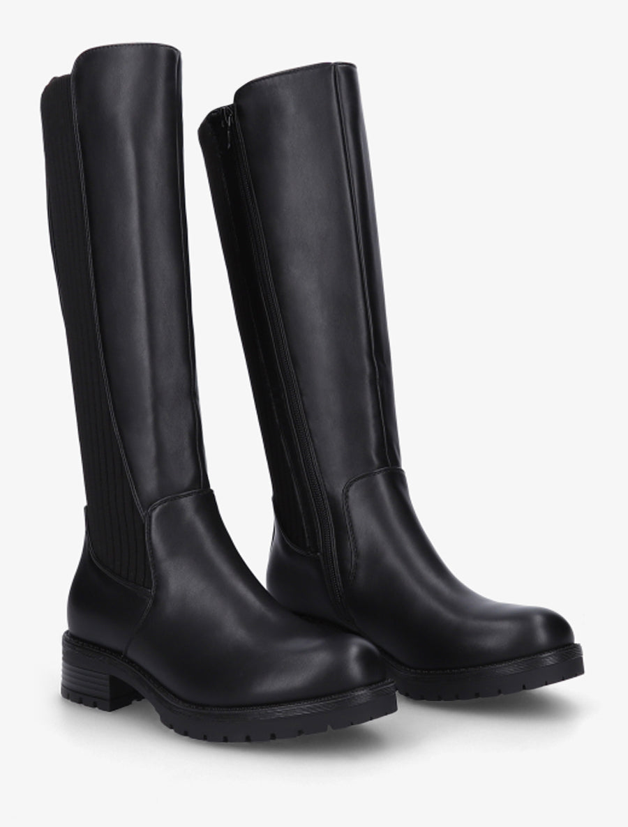 Bottes élastiquées en tissu côtelé - Noir - 4