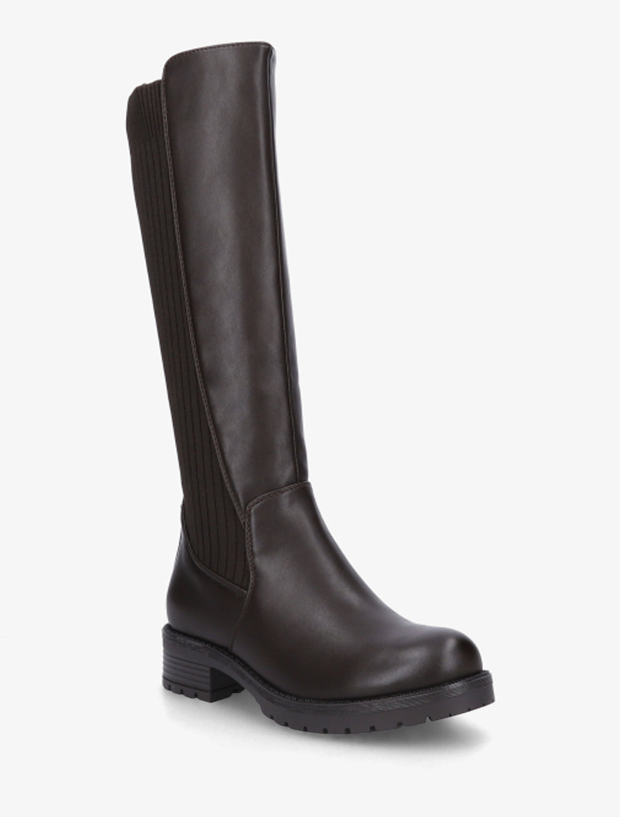 Bottes élastiquées en tissu côtelé - Chocolat - 2
