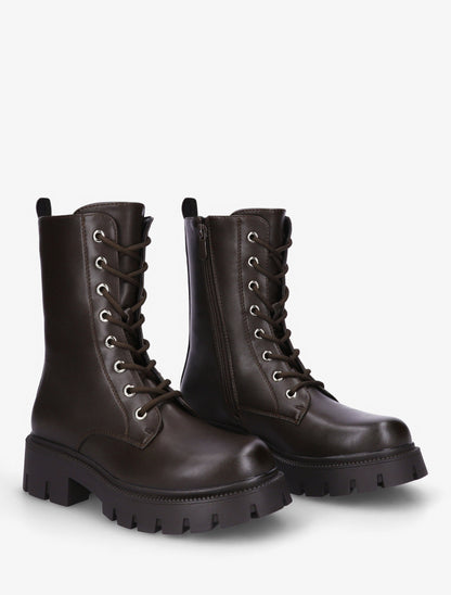 Bottines montantes à lacets - Chocolat - 4