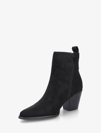 Bottines en suédine style santiags - Noir - 3