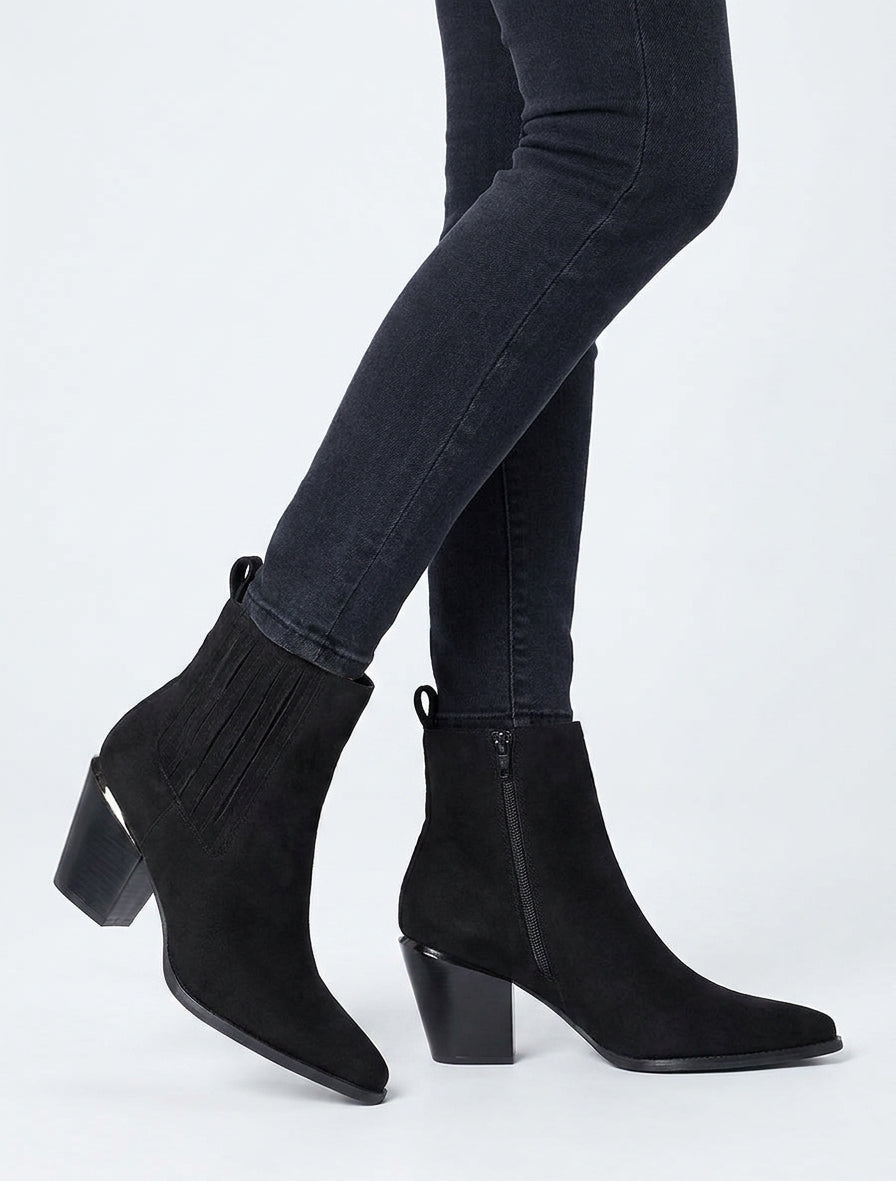 Botines de ante estilo vaquero - Negro