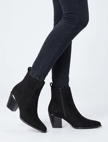 Botines de ante estilo vaquero - Negro