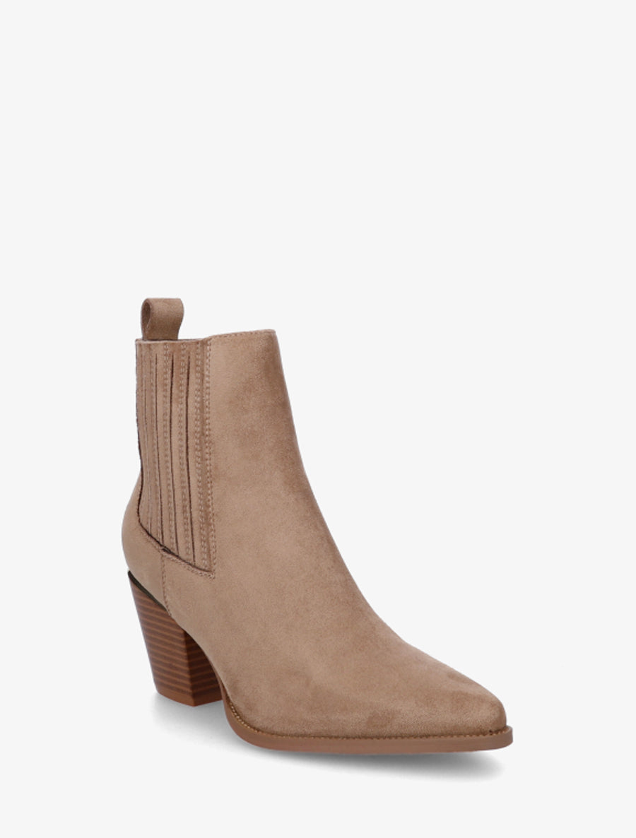 Bottines en suédine style santiags - Taupe - 2