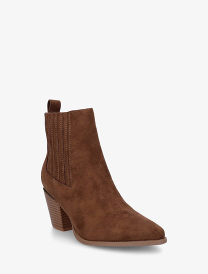 Bottines en suédine style santiags - Chocolat - 2
