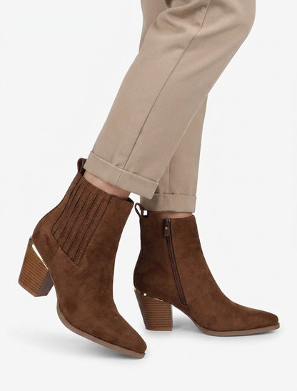 Botines de ante estilo vaquero - Chocolate
