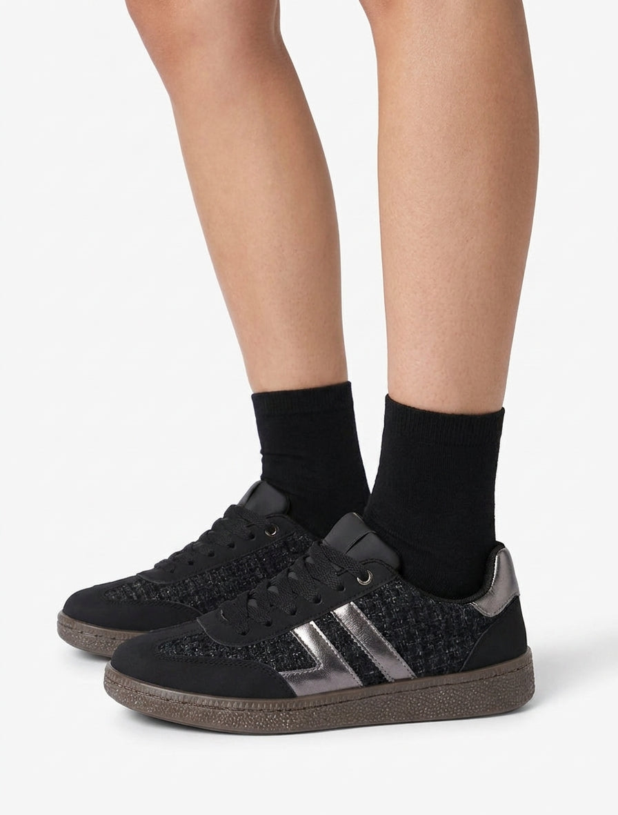 Zapatillas de tweed y ante - Negro